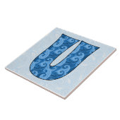 Carreau Lettre U - Monogramme Blue Paisley 6 pouces Carrea (Côté)