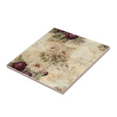 Carreau Lettre vintage d'amour parchemin avec fleurs (7) (Côté)