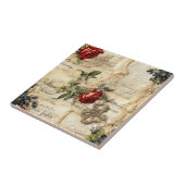 Carreau Lettre vintage d'amour parchemin avec fleurs (9) (Côté)