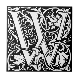 Carreau Lettre W Médiévale Monogramme Art Nouveau