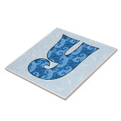 Carreau Lettre Y - Monogramme Blue Paisley 6 pouces Carrel (Côté)