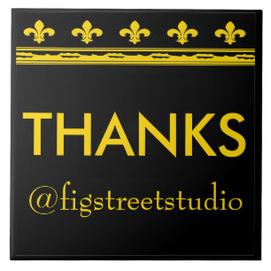 Carreau Lettres et numéros Fleur De Lis Noir & Or