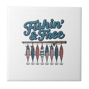 Carreau Leurre de pêche patriotique vintage Fishin' & Free