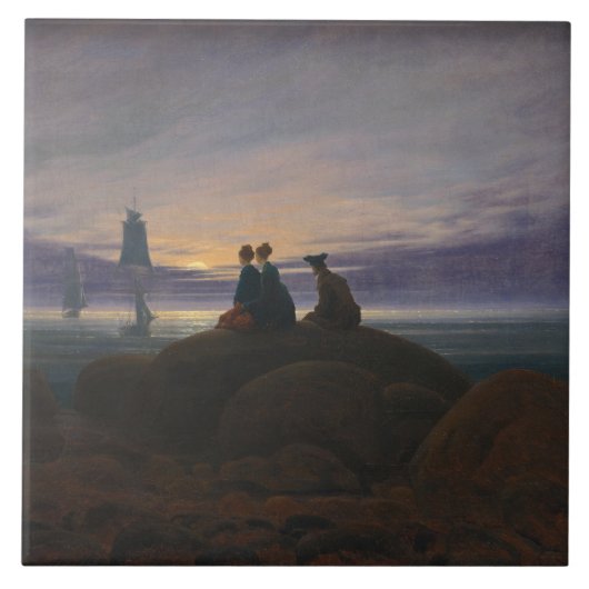 Carreau Lever de lune au bord de la mer (par Caspar David (Devant)