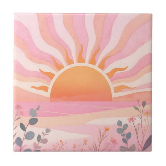 Carreau Lever de soleil pastel boho prairie (Devant)