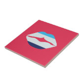 Carreau Lèvres Burgundy Et Bleues À Rayures (Côté)