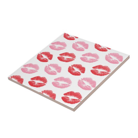 Carreau Lèvres rouges et roses, Motif des lèvres, bâton à (Côté)