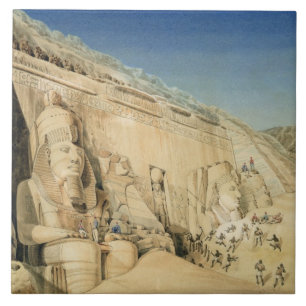 Carreau L'excavation du grand temple de Ramesses II,