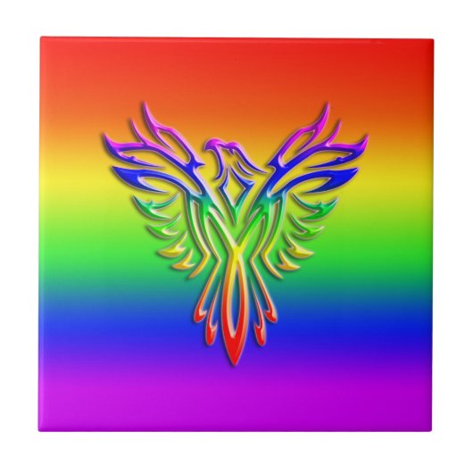 Carreau LGBT Rainbow Pride Phoenix Rising (Devant)