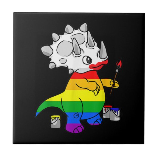Carreau LGBT Rainbow Triceratops Dino LGBTQ mignon et drôl (Devant)