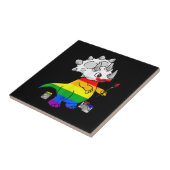 Carreau LGBT Rainbow Triceratops Dino LGBTQ mignon et drôl (Côté)