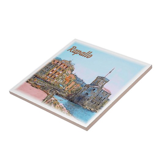 Carreau LGR038 RAPALLO, Château, Ligurie, Italie, (Côté)