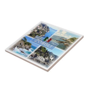 Carreau LGR053 ZOAGLI, Mosaïque, Ligurie, Italie,