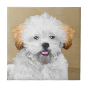 Carreau Lhasa Apso Puppy Peinture - Cute Original Chien Ar