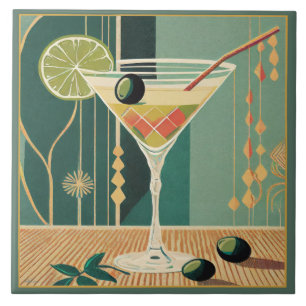 Carreau L'Heure Du Cocktail Martini Moderne Du Milieu Du S