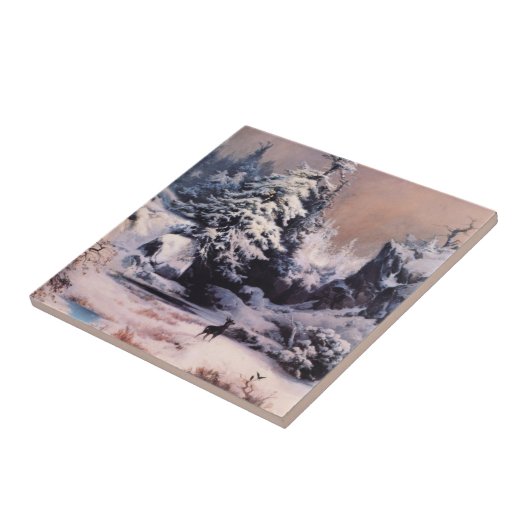 Carreau L'hiver dans les Rocheuses (par Thomas Moran) (Côté)