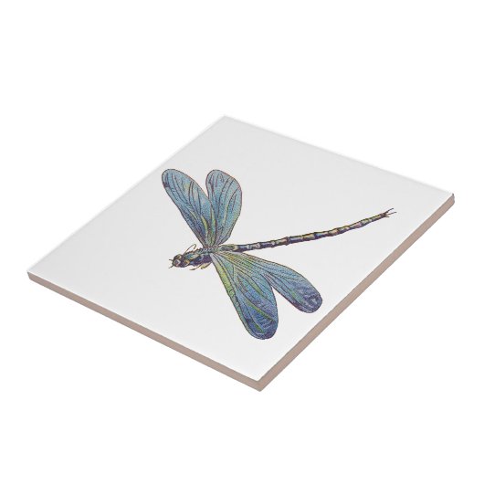 Carreau Libellule bleue vintage (Côté)