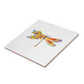 Carreau libellule de fleurs jaunes (Côté)