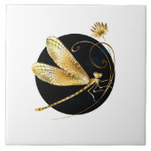 Carreau libellule d'or en cercle noir (Devant)