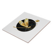 Carreau libellule d'or en cercle noir (Côté)