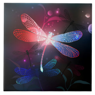 Carreau Libellule rouge lumineuse