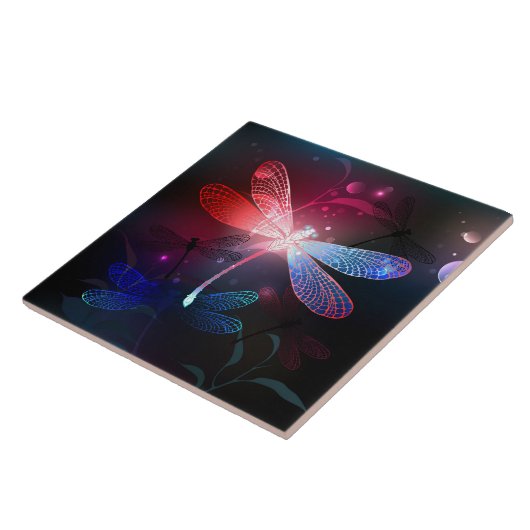 Carreau Libellule rouge lumineuse (Côté)