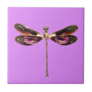 Carreau libellule violette et dorée