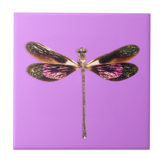 Carreau libellule violette et dorée (Devant)
