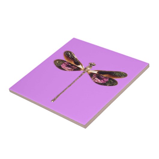 Carreau libellule violette et dorée (Côté)