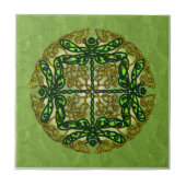Carreau Libellules celtiques d'art - vert (Devant)