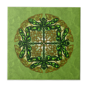Carreau Libellules celtiques d'art - vert