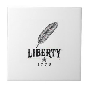 Carreau Liberté 1776 Dessin vectoriel de plume patriotique