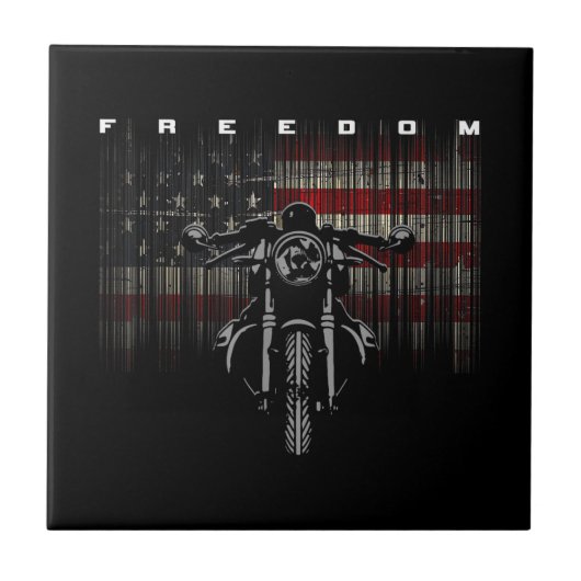 Carreau Liberté de la moto drapeau américain (Devant)