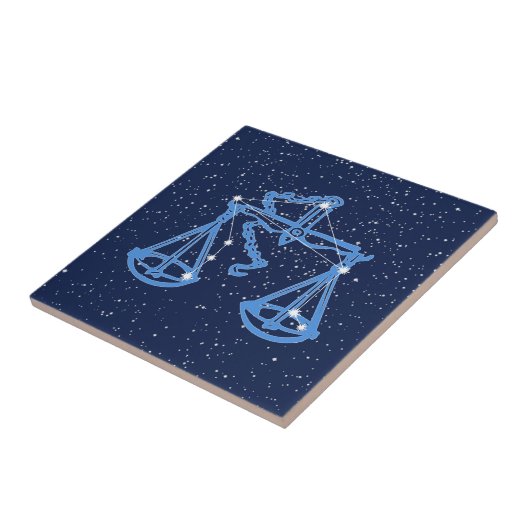 Carreau Libra Constellation et signature avec étoiles en c (Côté)