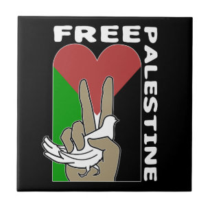 Carreau Libre Palestine Colombe Cœur Signe de Paix Noir