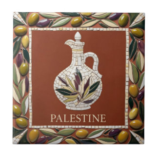 Carreau LIBRE PALESTINE olives branches mosaïque céramique
