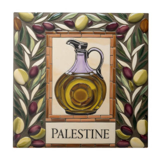 Carreau LIBRE PALESTINE olives branches mosaïque céramique