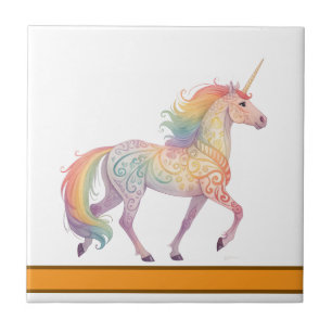 Carreau Licorne Arc-en-Ciel Magique Personnalisée 