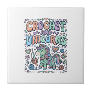 Carreau Licorne au Crochet et Autocollant Licorne Kawaii e