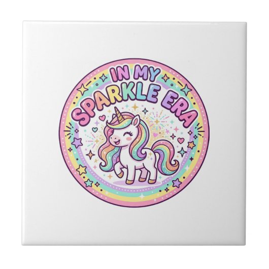 Carreau Licorne Dans Mon Ère De Brillance Drôle Impression (Devant)