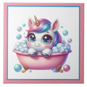 Carreau Licorne de salle de bain baignoire mignonne