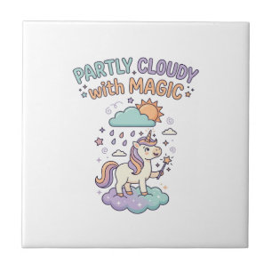 Carreau Licorne en partie nuageux avec un T-shirt tendance
