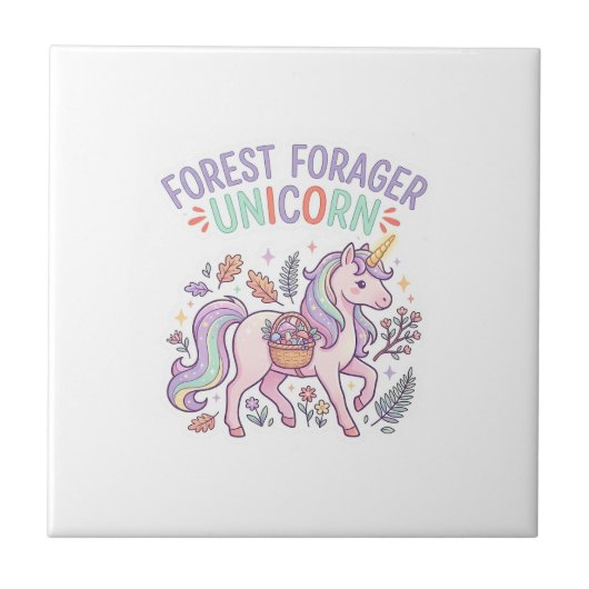 Carreau Licorne Forest Forager Licorne Conception Graphiqu (Devant)