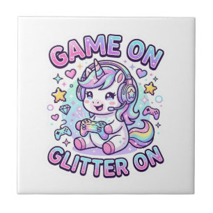 Carreau Licorne Jeu Sur Paillettes Sur Graphisme Marchandi