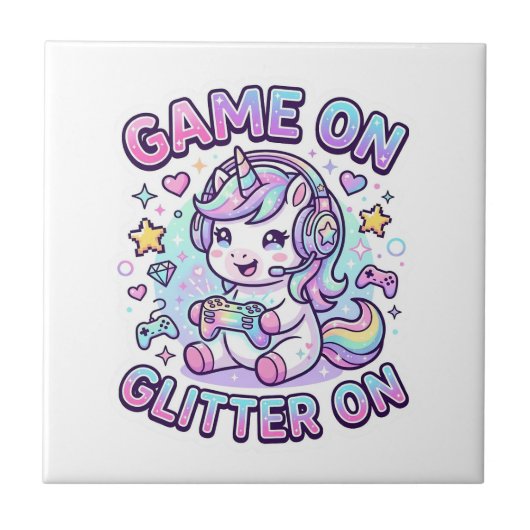 Carreau Licorne Jeu Sur Paillettes Sur Graphisme Marchandi (Devant)