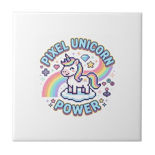 Carreau Licorne Pixel Licorne Puissance Conception Graphiq (Devant)