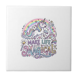 Carreau Licorne Rendre La Vie Magique Typographie Vectorie