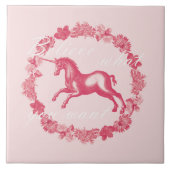 Carreau Licorne rose et fleurs (Devant)