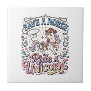 Carreau Licorne Sauve un Cheval Monte une Licorne Impressi