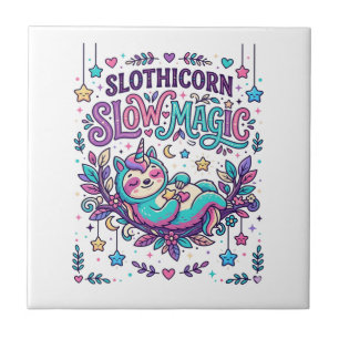Carreau Licorne Slothicorne Magie Lente Marché Coloré